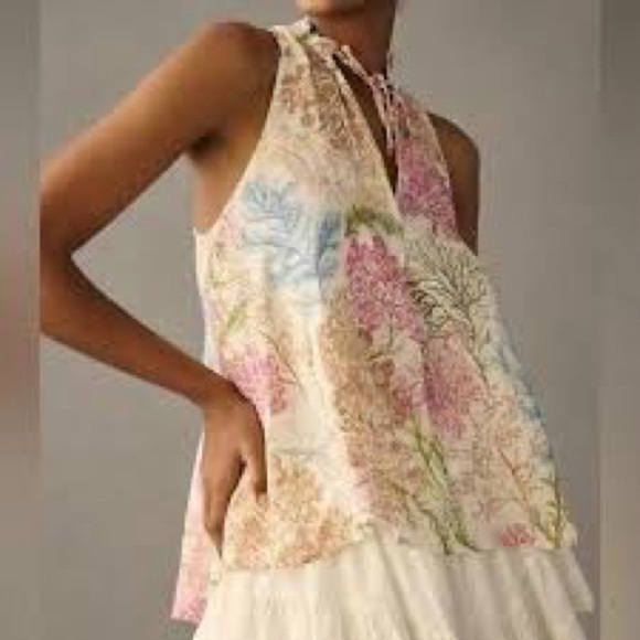 Pilcro 100% Linen Halter Neck Floral Top | Size XXS - Picture 1 of 10